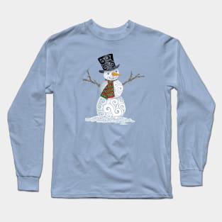 Swirly Snowman Long Sleeve T-Shirt